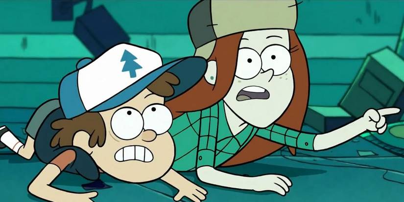 Wendy and Dipper looking nervous in Gravity Falls