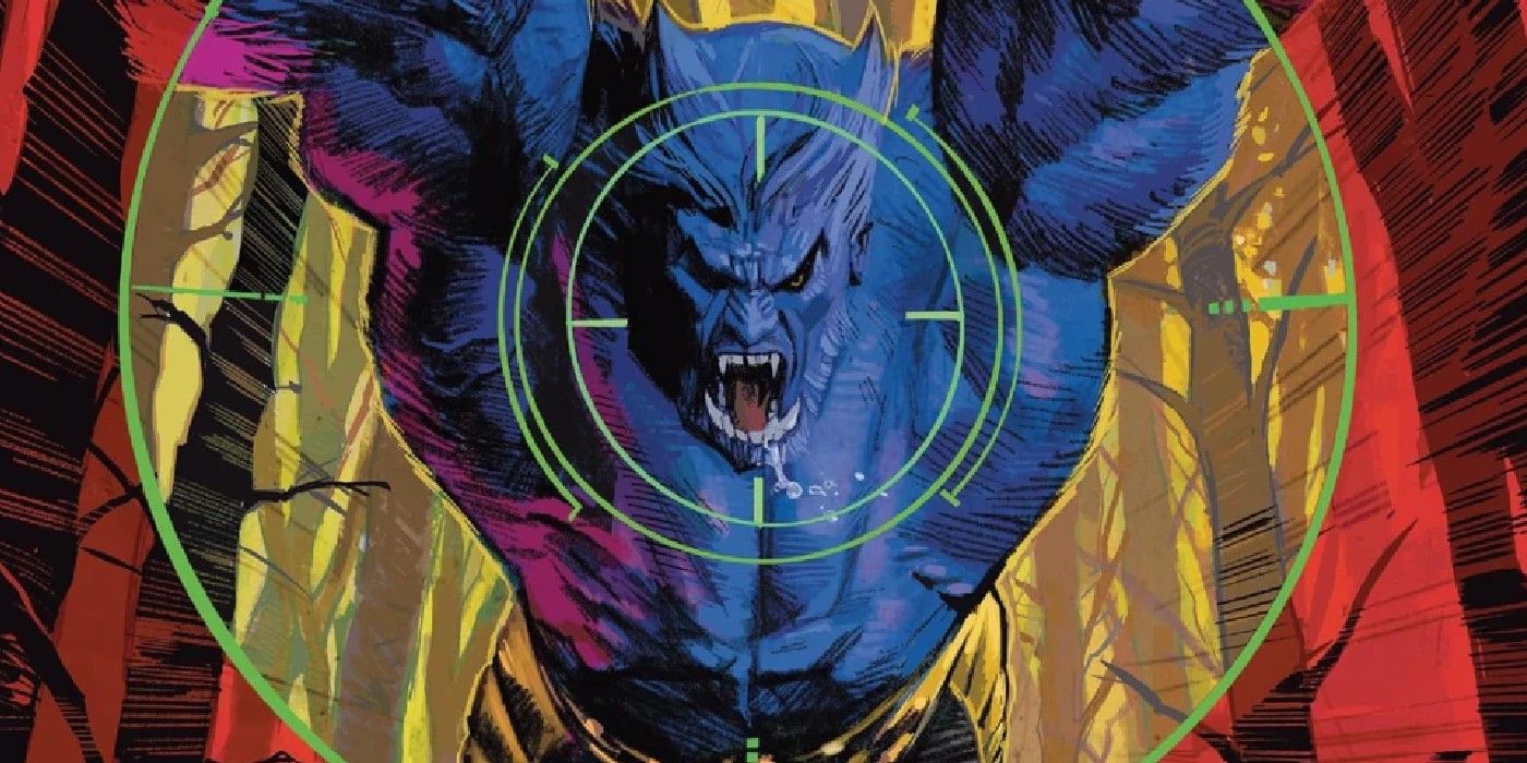 A target pointed at Beast in X-Men's X-Force