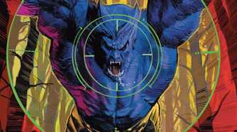 A target pointed at Beast in X-Men's X-Force