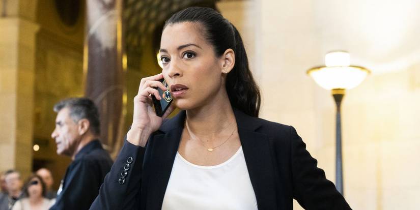 Jessica Cortez talking on a phone in SWAT