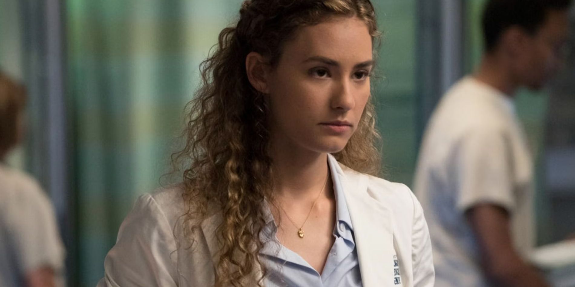 Sarah Reese looking concerned in Chicago Med