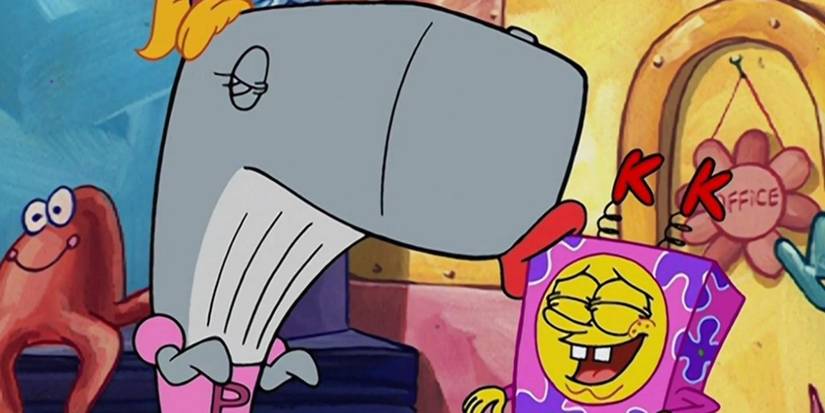 Pearl kissing SpongeBob on the forehead in SpongeBob SquarePants