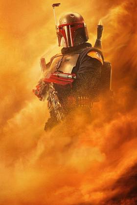 Boba Fett Textless Poster Showing Him Holding a Rifle as Sand Blows Around Him