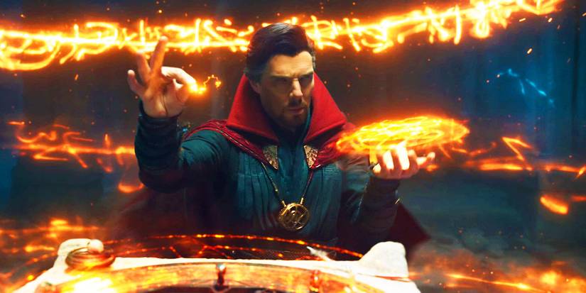 Doctor Strange casting his first spell in Spider-Man No Way Home