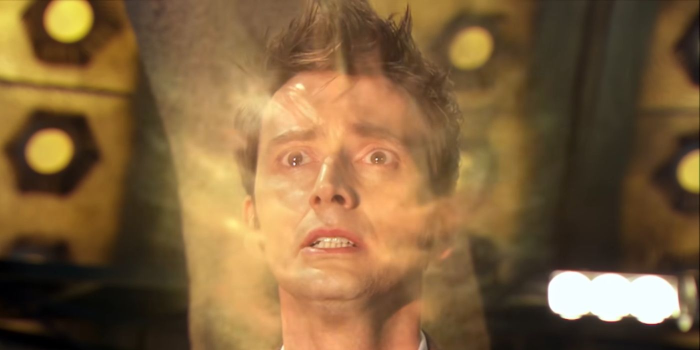 The Tenth Doctor (David Tennant) regenerates in Doctor Who