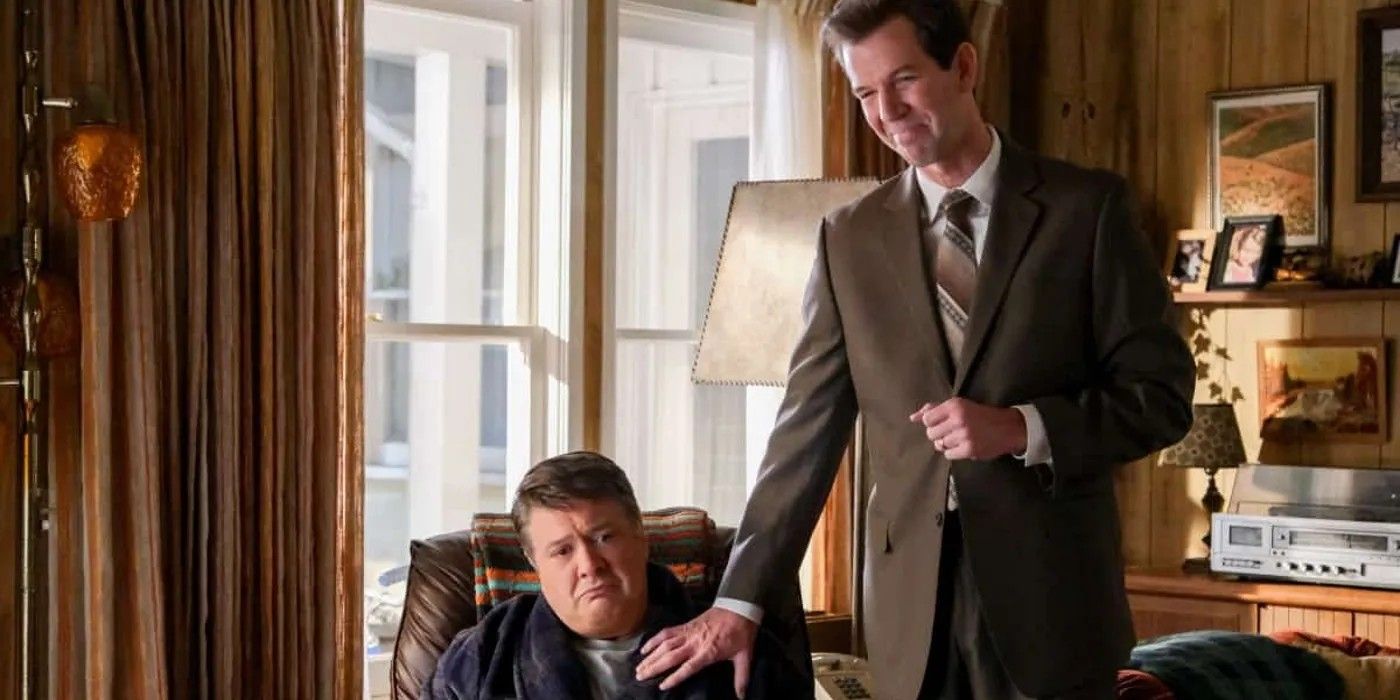  Pastor Jeff puts a hand on George Sr's shoulder in Young Sheldon 