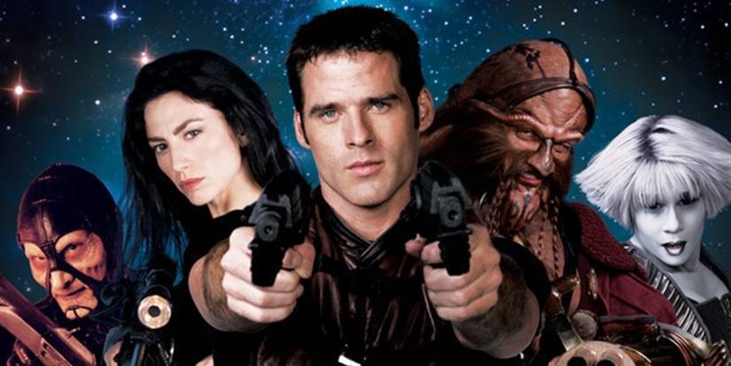 Aeryn Sun, John Crichton e Ka D'Argo de Farscape