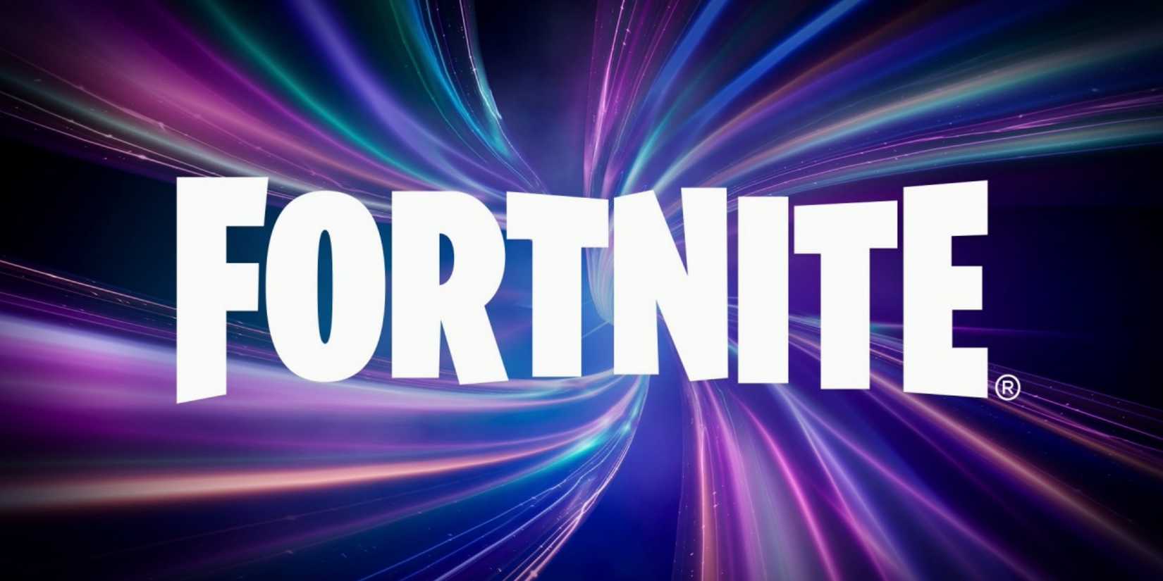 The Fortnite logo on a distorted space background