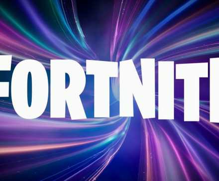 Логотип Fortnite на фоне искаженного космического пространства