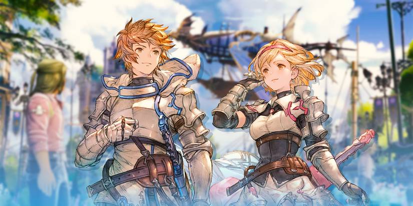 Granblue Fantasy Relink keyart of Gran and Djeeta main characters and protagonists