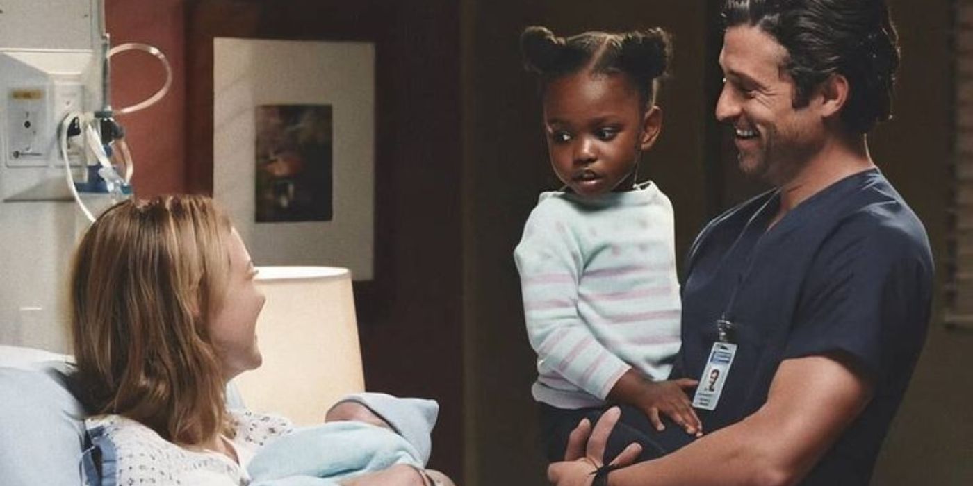 Meredith, Zola, Derek, and the new baby in Grey's Anatomy season 9 finale 