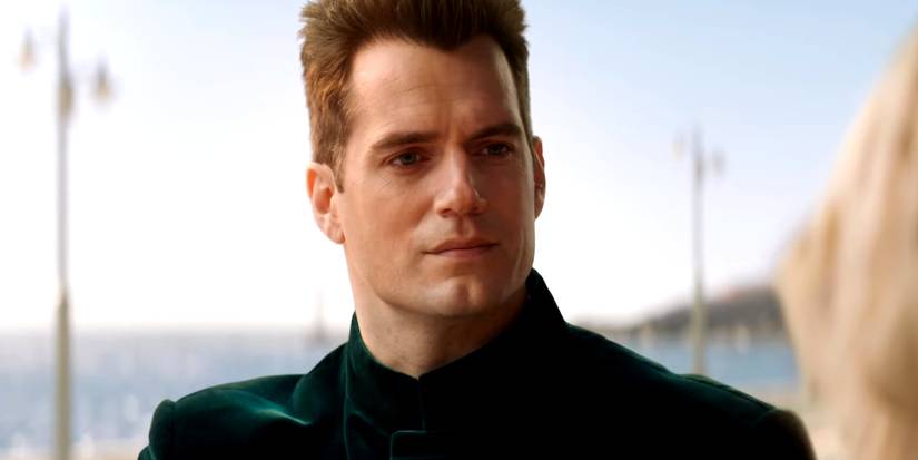 Henry Cavill as Agent Aubrey Argylle in Argylle looking off-screen
