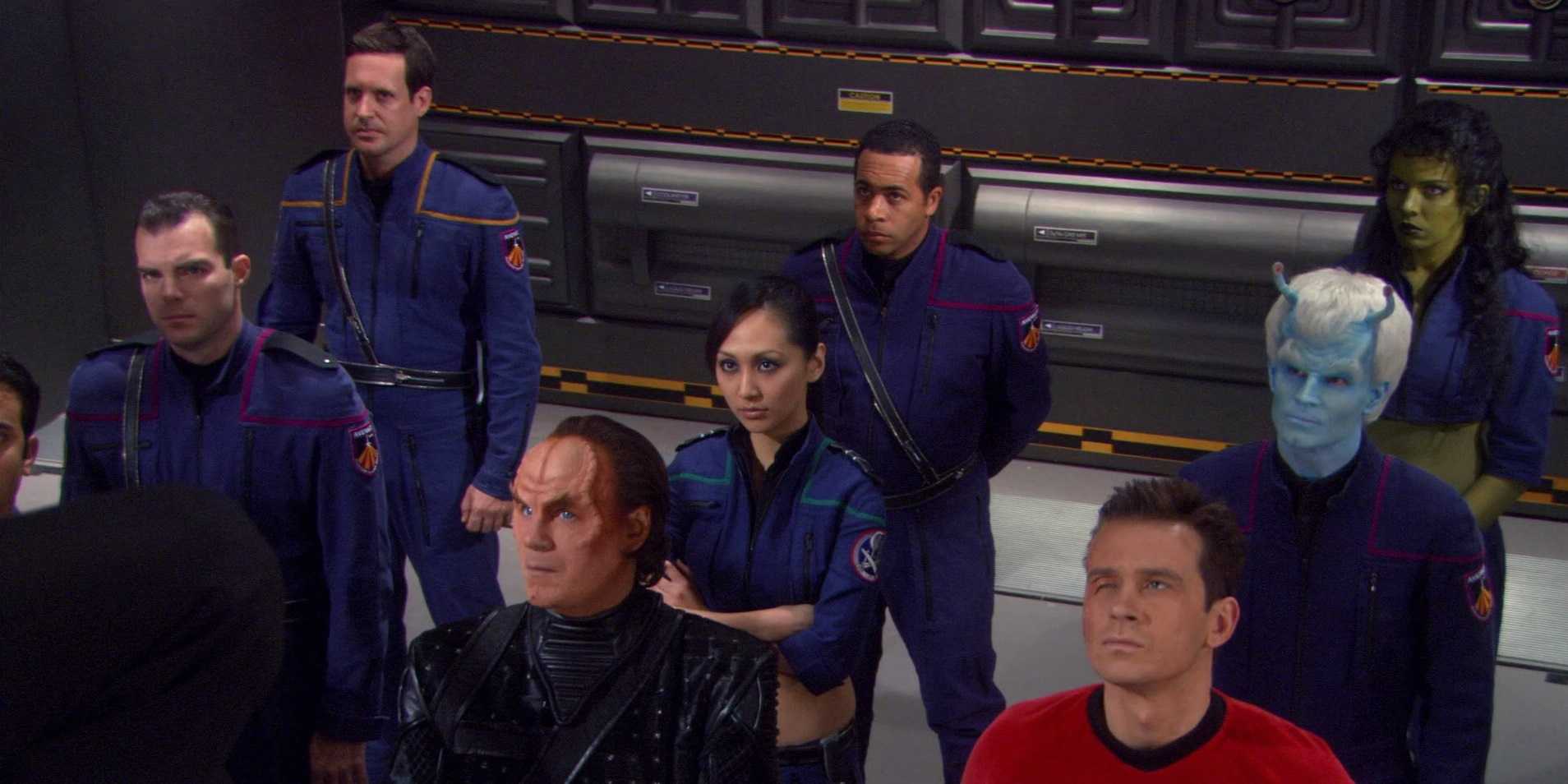 Star Trek: Enterprise. In A Mirror Darkly, Part 2. Mirror Universe. John Billingsley as Phlox. Connor Trinneer as Charles Trip Tucker. Linda Park as Hoshi Sato. Crew.