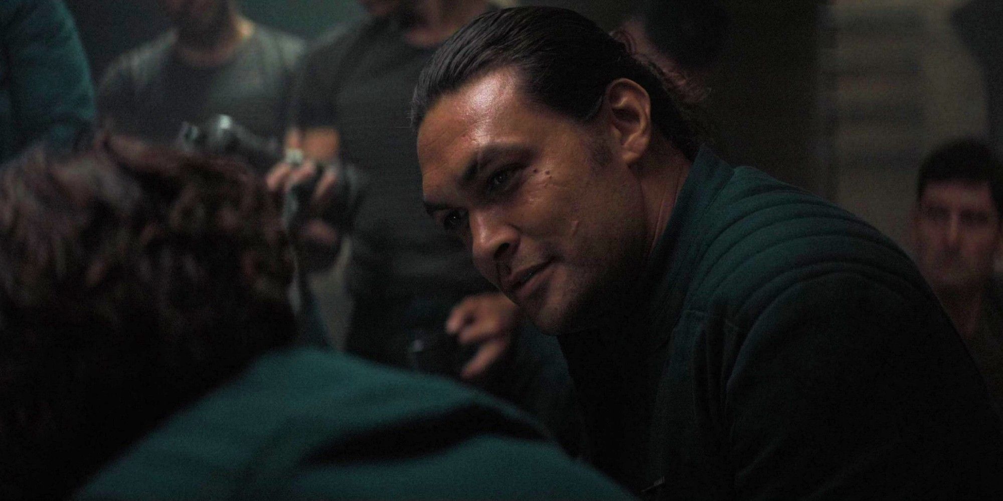 Jason Momoa as Duncan Idaho looking at Paul in Dune