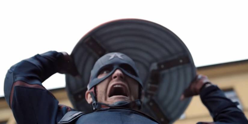 John Walker killing a flag smasher with his shield in The Falcon and the Winter Soldier