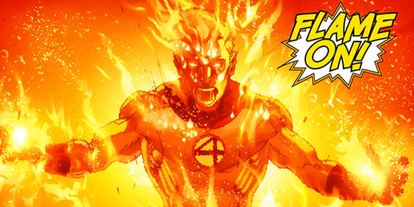 Johnny Storm flaming on as the Human Torch in Marvel Comics