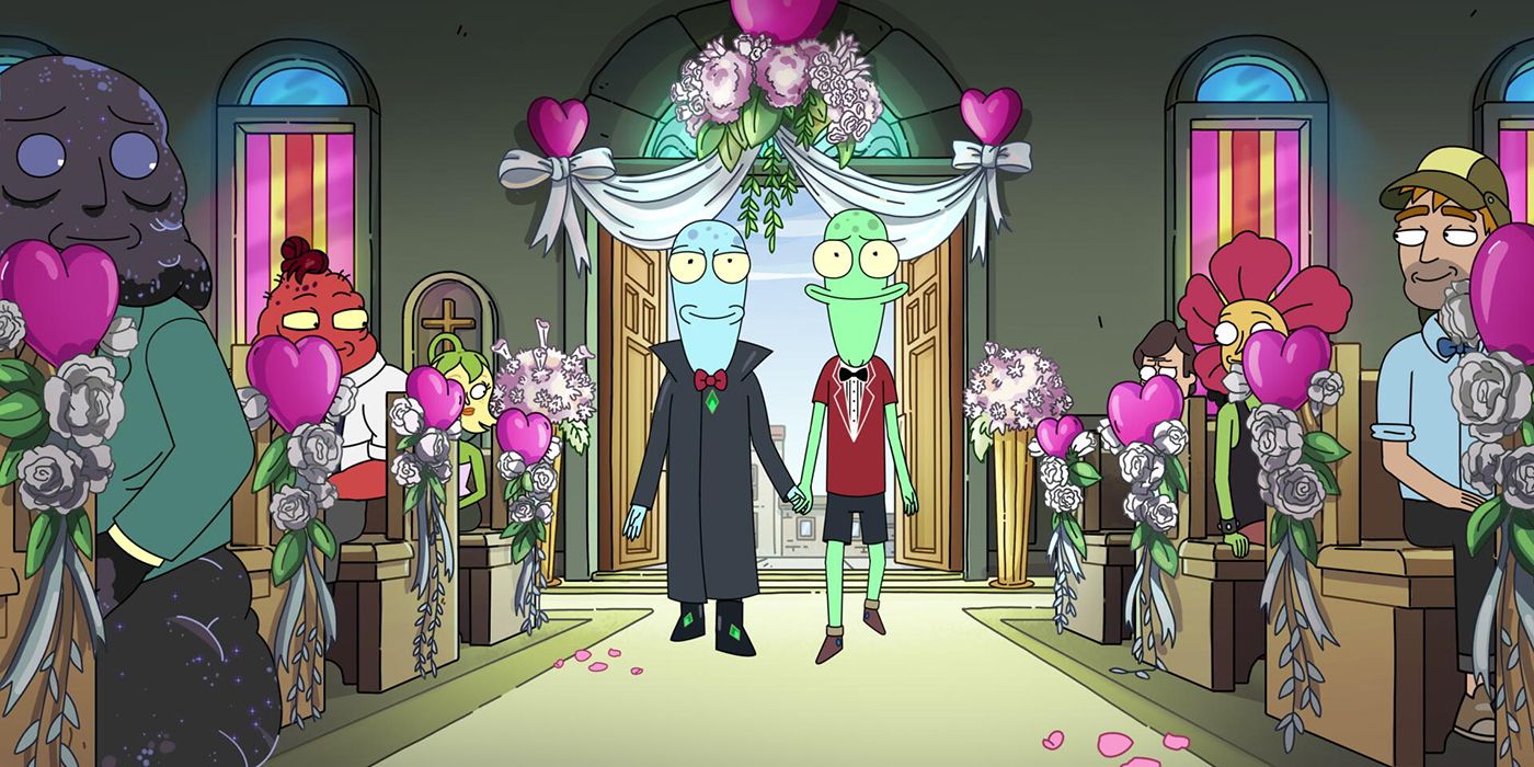 Korvo and Terry getting married in the Solar Opposites Valentine's Day Special