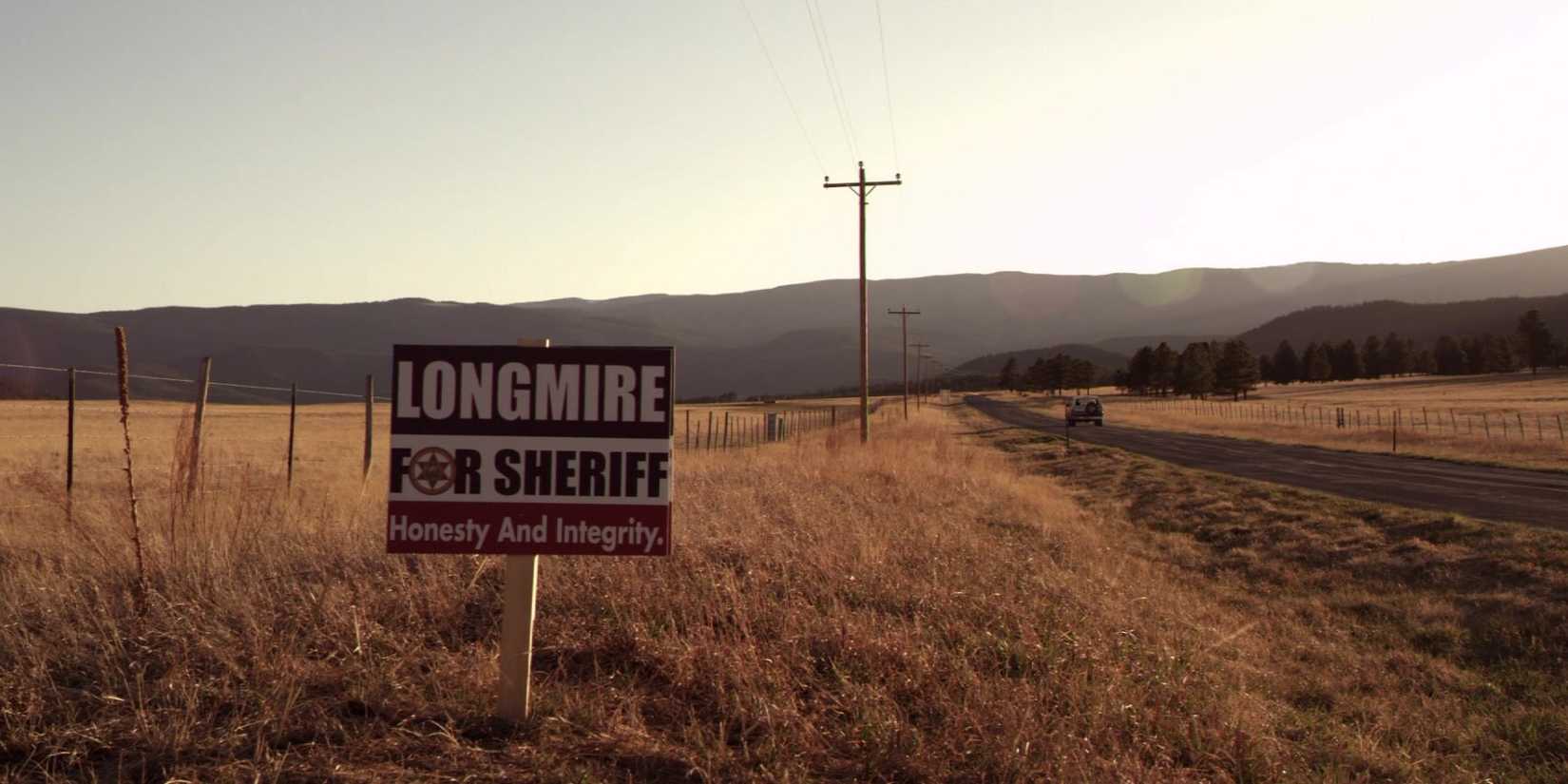 Longmire for sheriff sign in Longmire season 1 episode 1