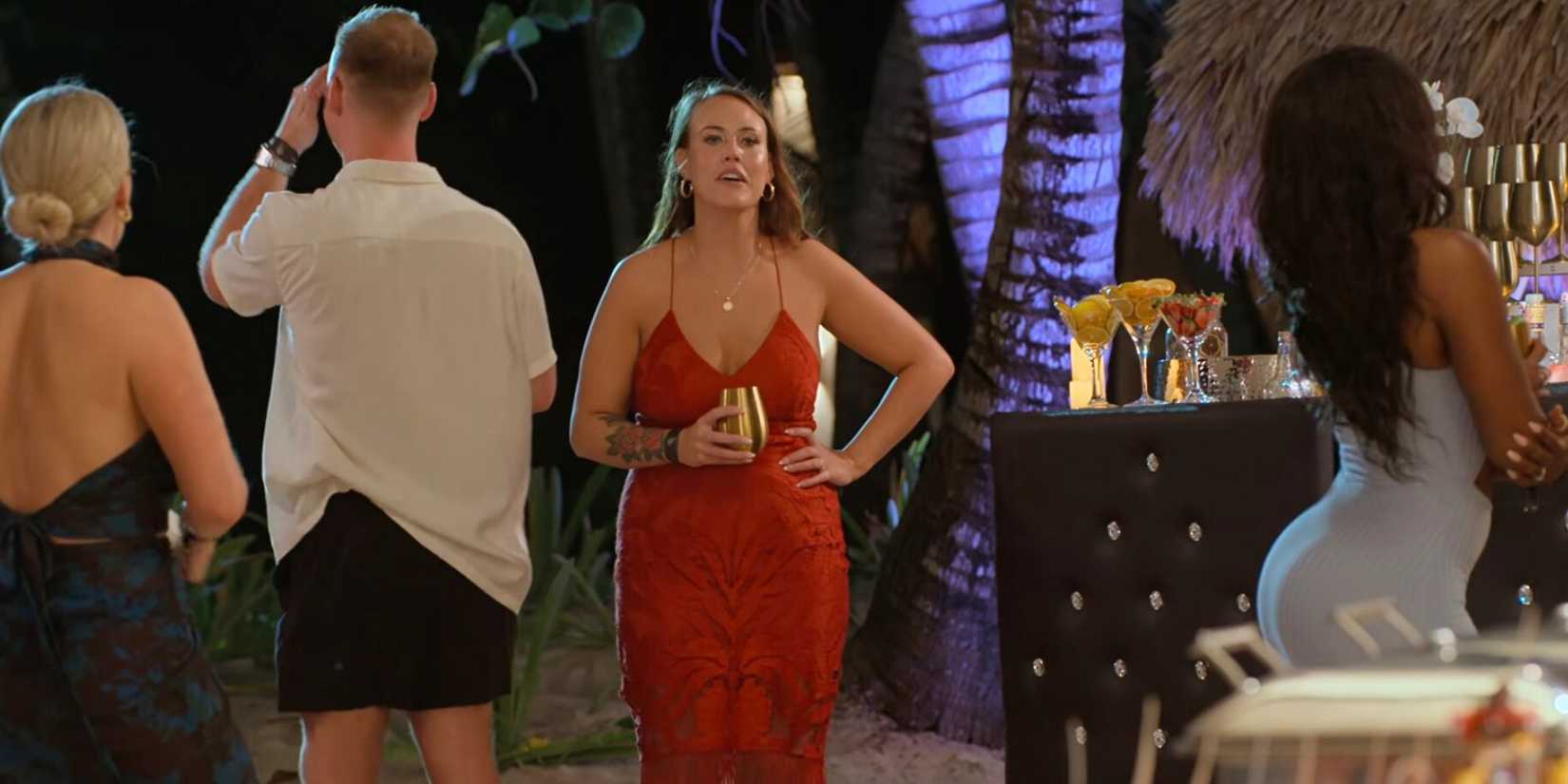 Love Is Blind Chelsea making a comment about AD with Jimmy turning around embarassed