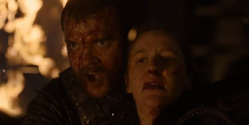 A bloodied Euron holds Yara Greyjoy in Game of Thrones season 7