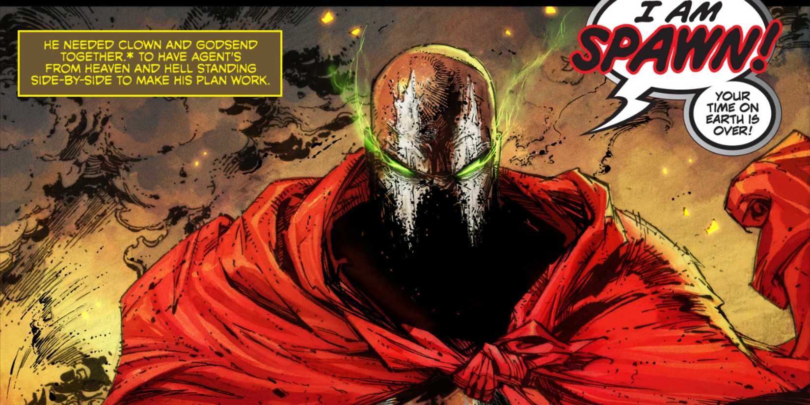 Spawn's eyes glow green with necroplasm in Spawn #301