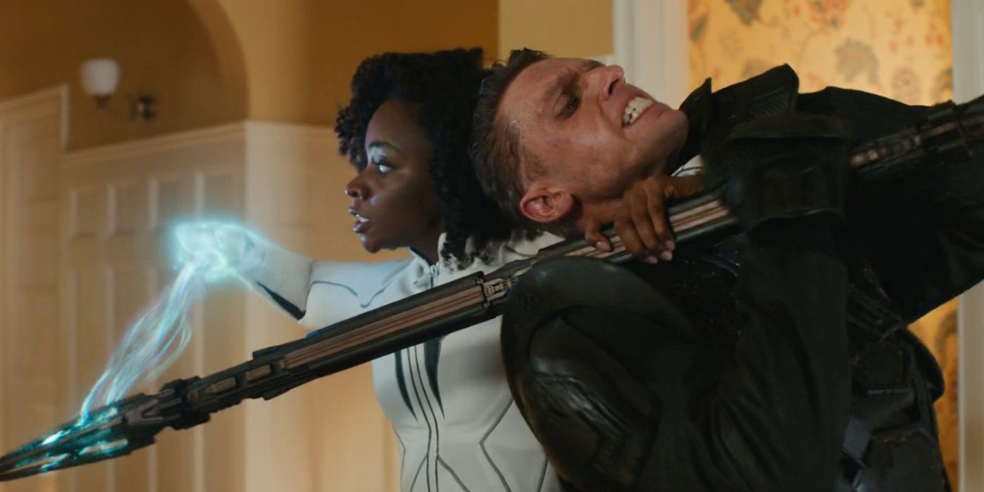 Monica Rambeau (Teyonah Parris) using powers in The Marvels