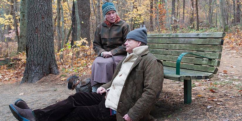 Olive (Frances McDormand) and Jack (Bill Murray) in a park in Olive Kitteridge