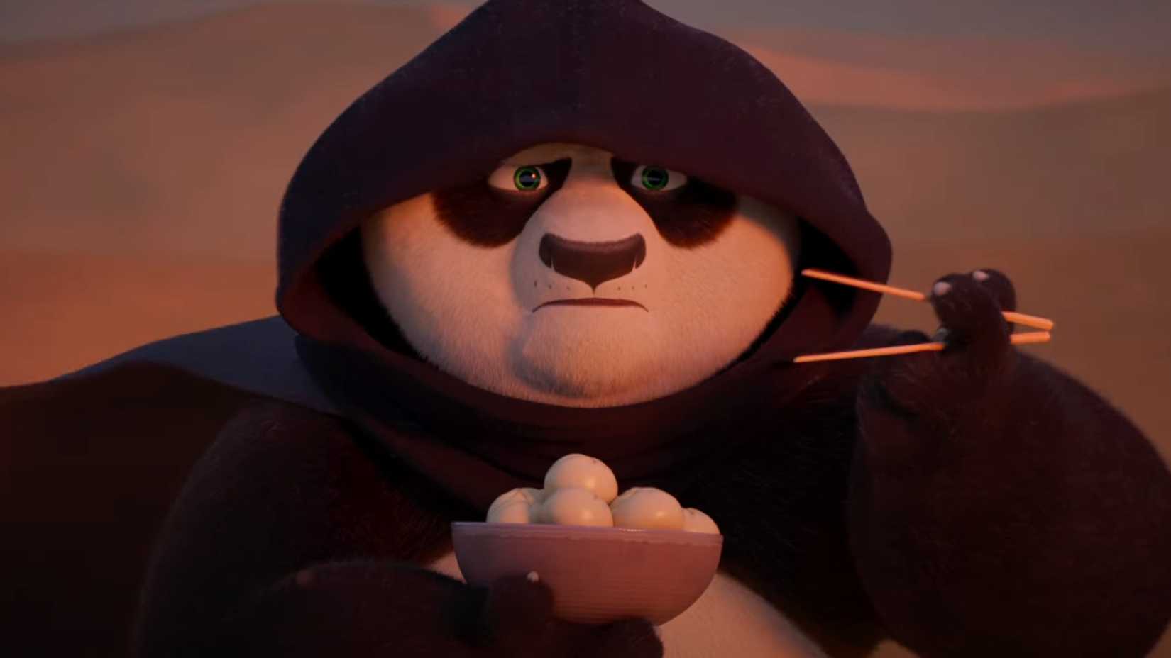 Jack Black’s 10 Highest-Grossing Movies 1 Po eating dumplings in the desert in Kung Fu Panda 4