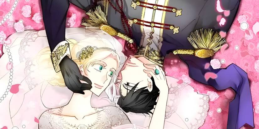 Roxant and Leah lie on flower petals in their wedding clothes from Bring the Love.