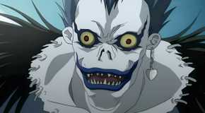 Ryuk smiles excitedly from Death Note.