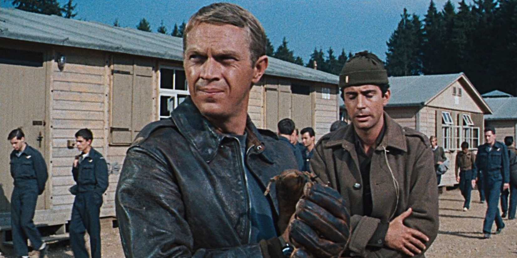 Steve McQueen in the prison yard in The Great Escape