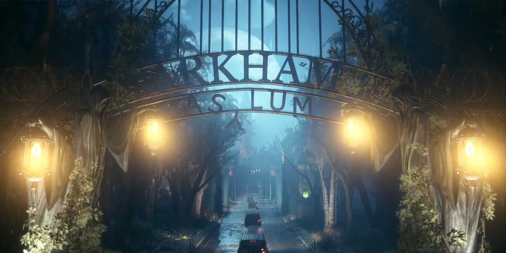 An A.R.G.U.S. convoy arrives at Arkham Asylum