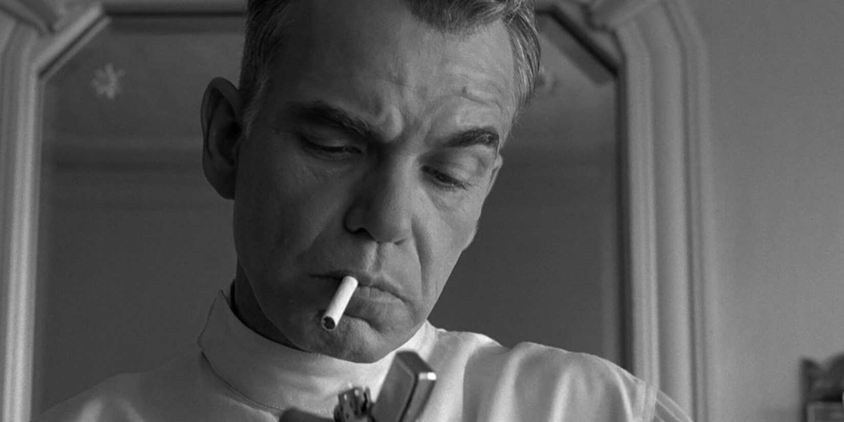 Billy Bob Thorton smoking a cigarette in The Man Who Wasn't There