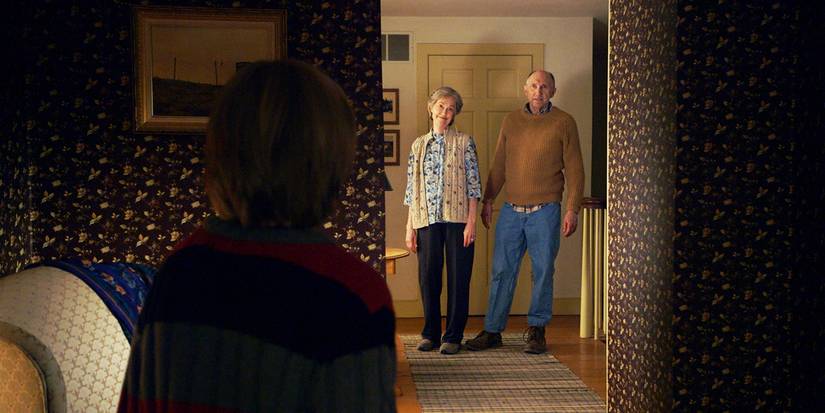 The Visit Tyler inside the room and the grandparents outside