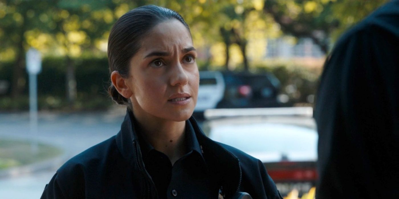 Paniz Zade as Officer Amini in Tracker season 1, episode 1.