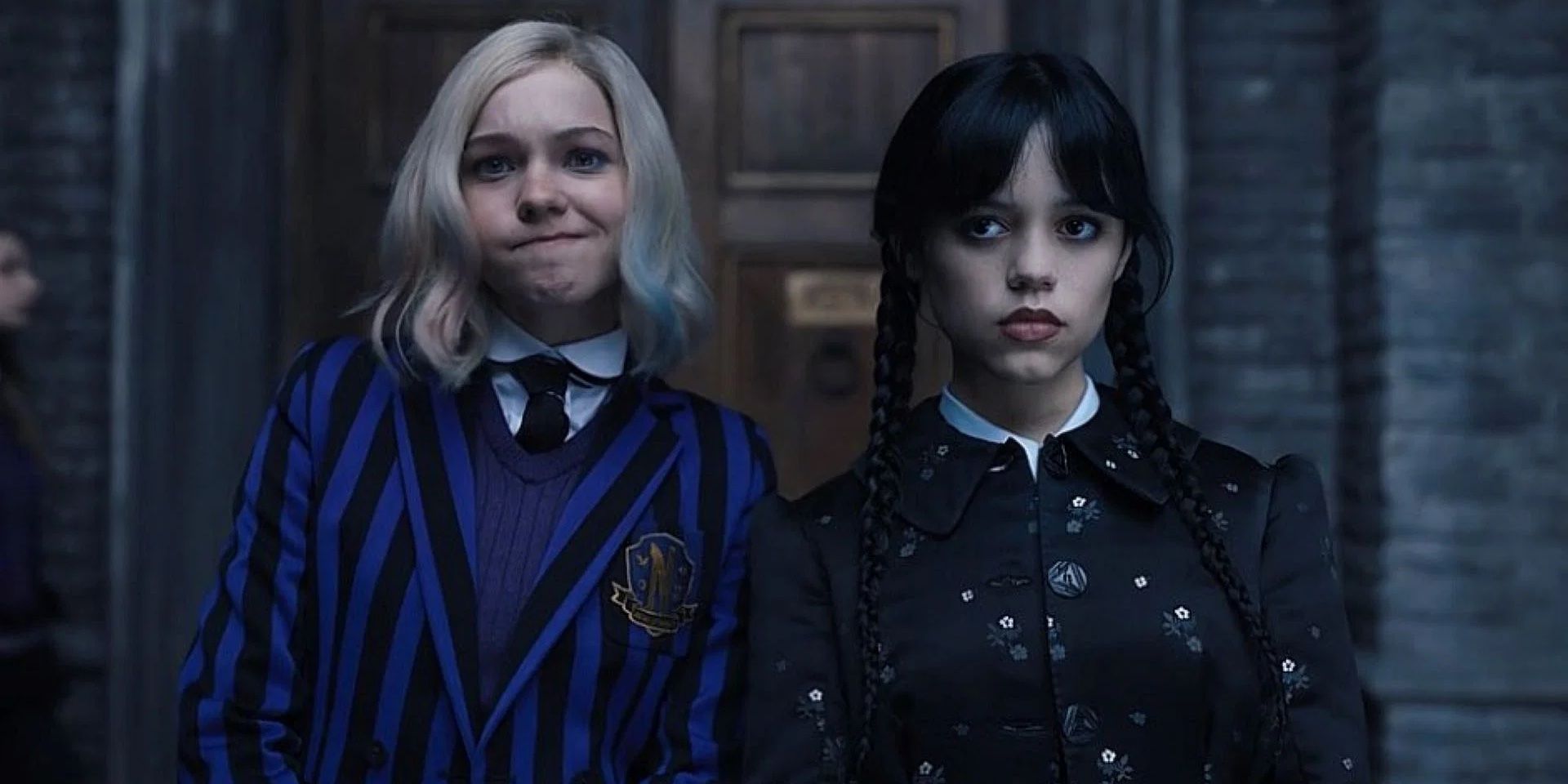 Jenna Ortega as Wednesday and Emma Myers as Enid in Wednesday