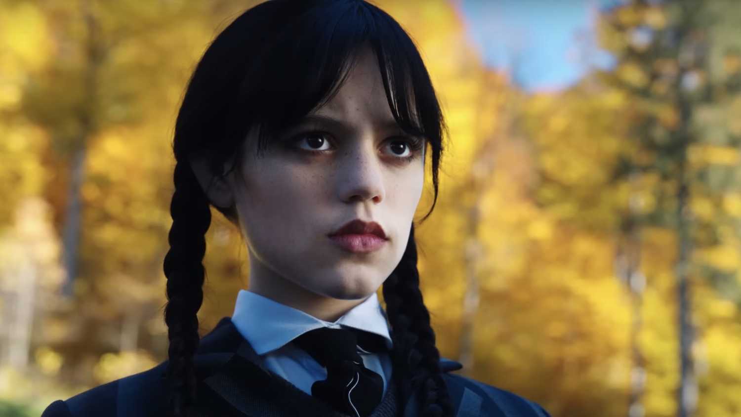 Wednesday (Jenna Ortega) looks serious in Wednesday season 1, episode 2.