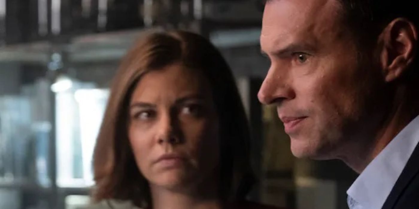 Will (Scott Foley) looking concerned as Frankie (Lauren Cohan) watches in Whiskey Cavalier.