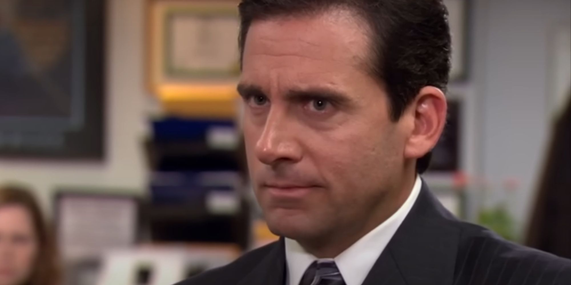 Steve Carell looking stern as Michael Scott in The Office