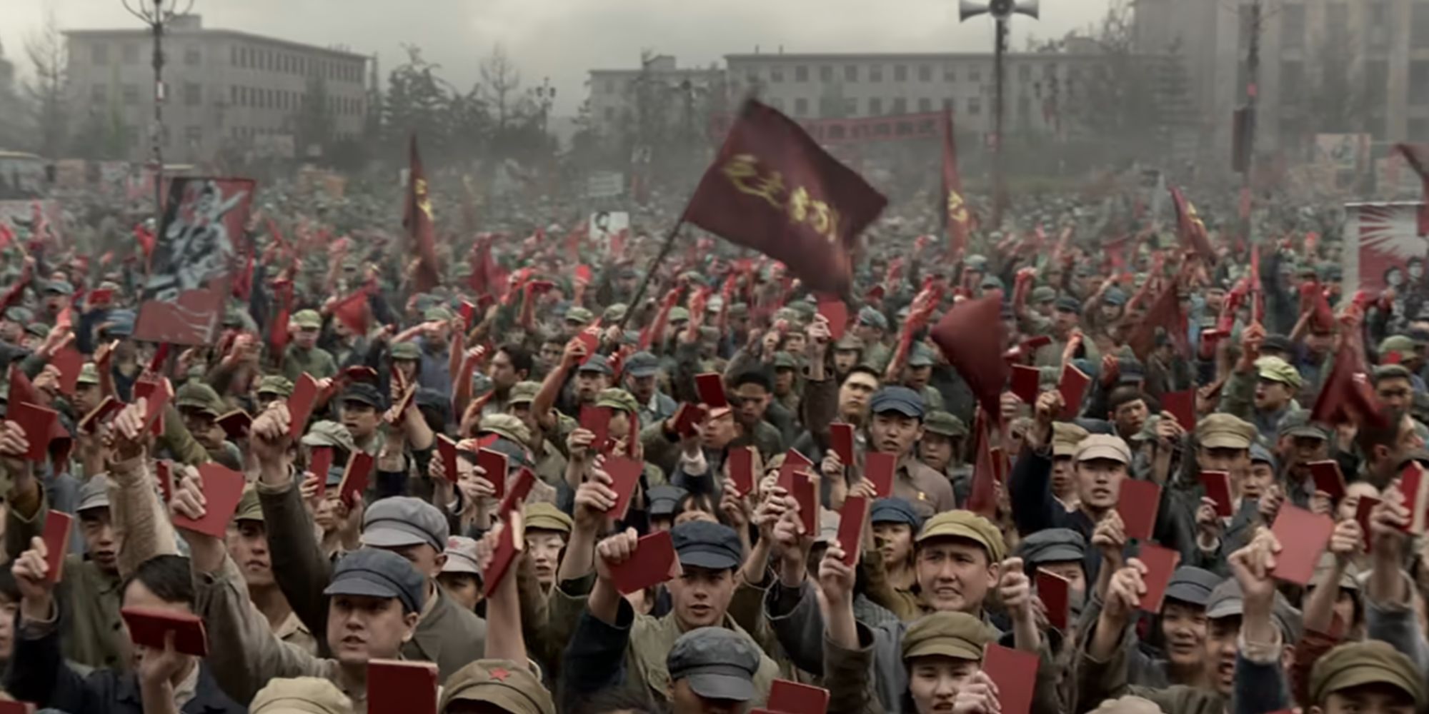 A crowd gathered during the Chinese Cultural Revolution in 3 Body Problem