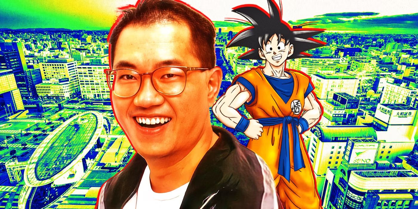 akira toriyama and goku over aichi prefecture