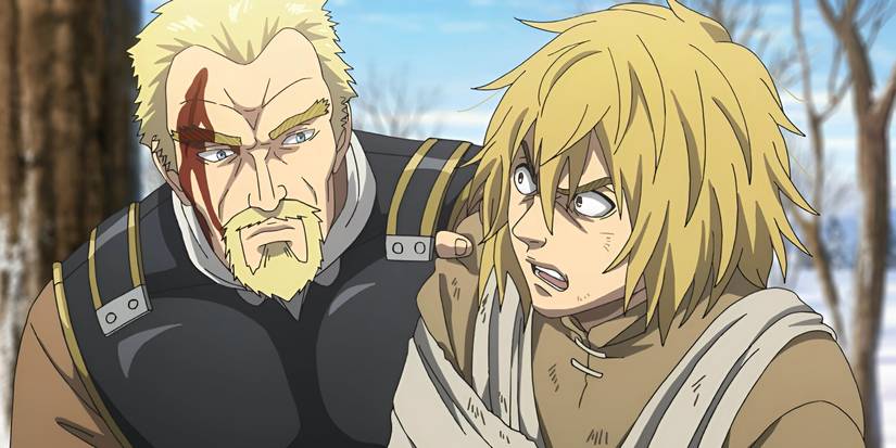 Askeladd gives advice to Thorfinn during his duel with Thorkell in Vinland Saga.