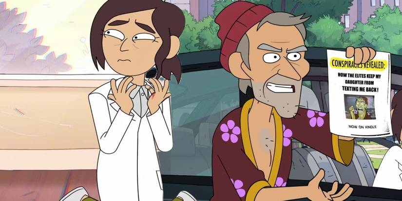 Uma colagem de personagens de Inside Job, Rand e Brett.