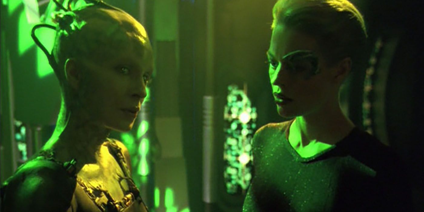 The Borg Queen and Seven of Nine in Star Trek: Voyager Dark Frontier