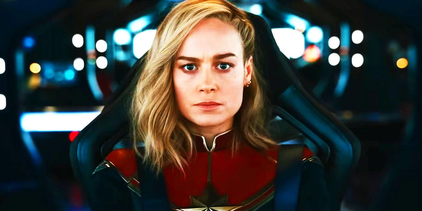 Brie Larson's Captain Marvel piloting her ship in The Marvels