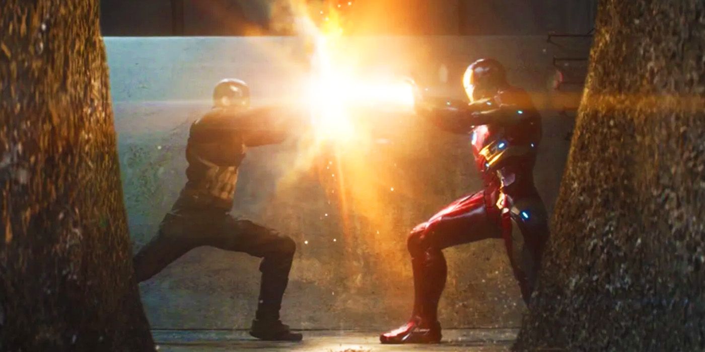 Captain America and Iron Man fighting in Siberia in Captain America Civil War