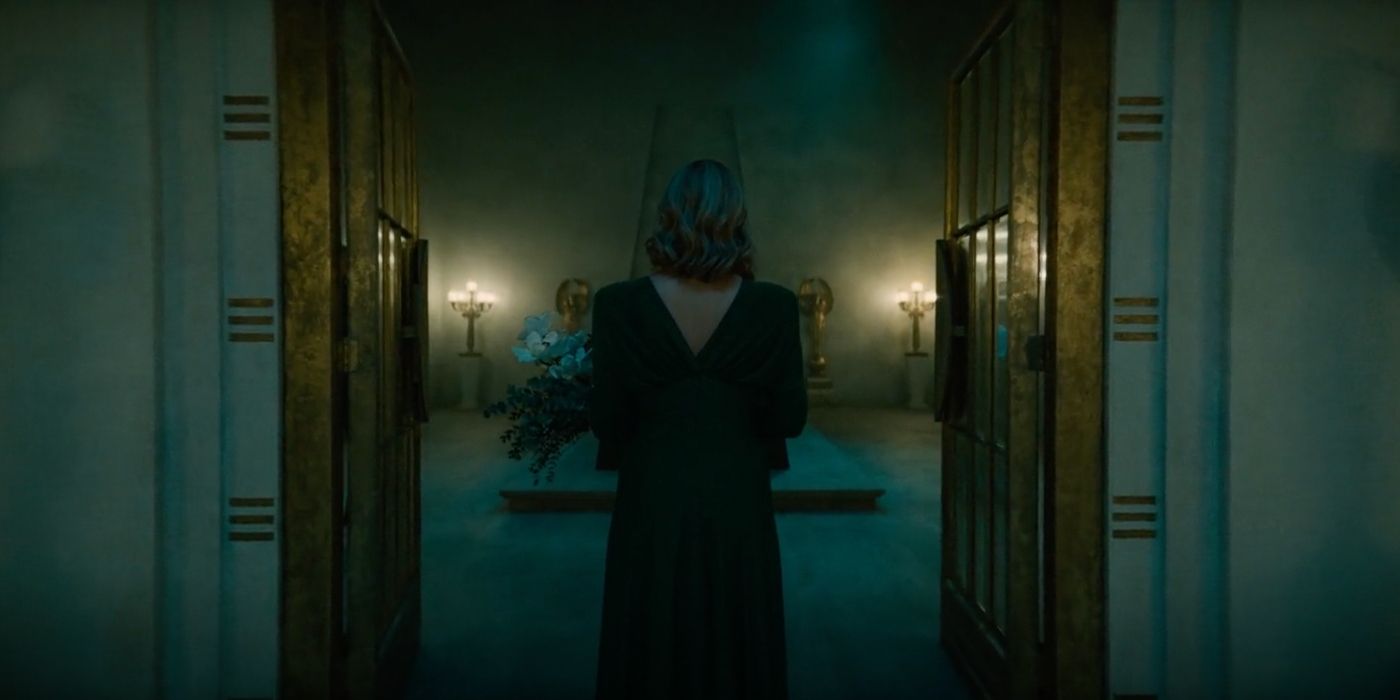 Chancellor Elena (Kate Winslet) enters her father's mausoleum in The Regime episode 1