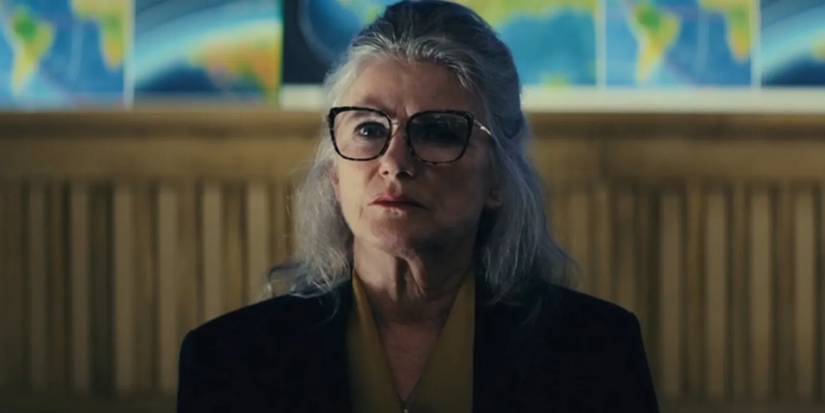 Barbara Sukowa's Irena Lysenko in Constellation curiously looking at Jo