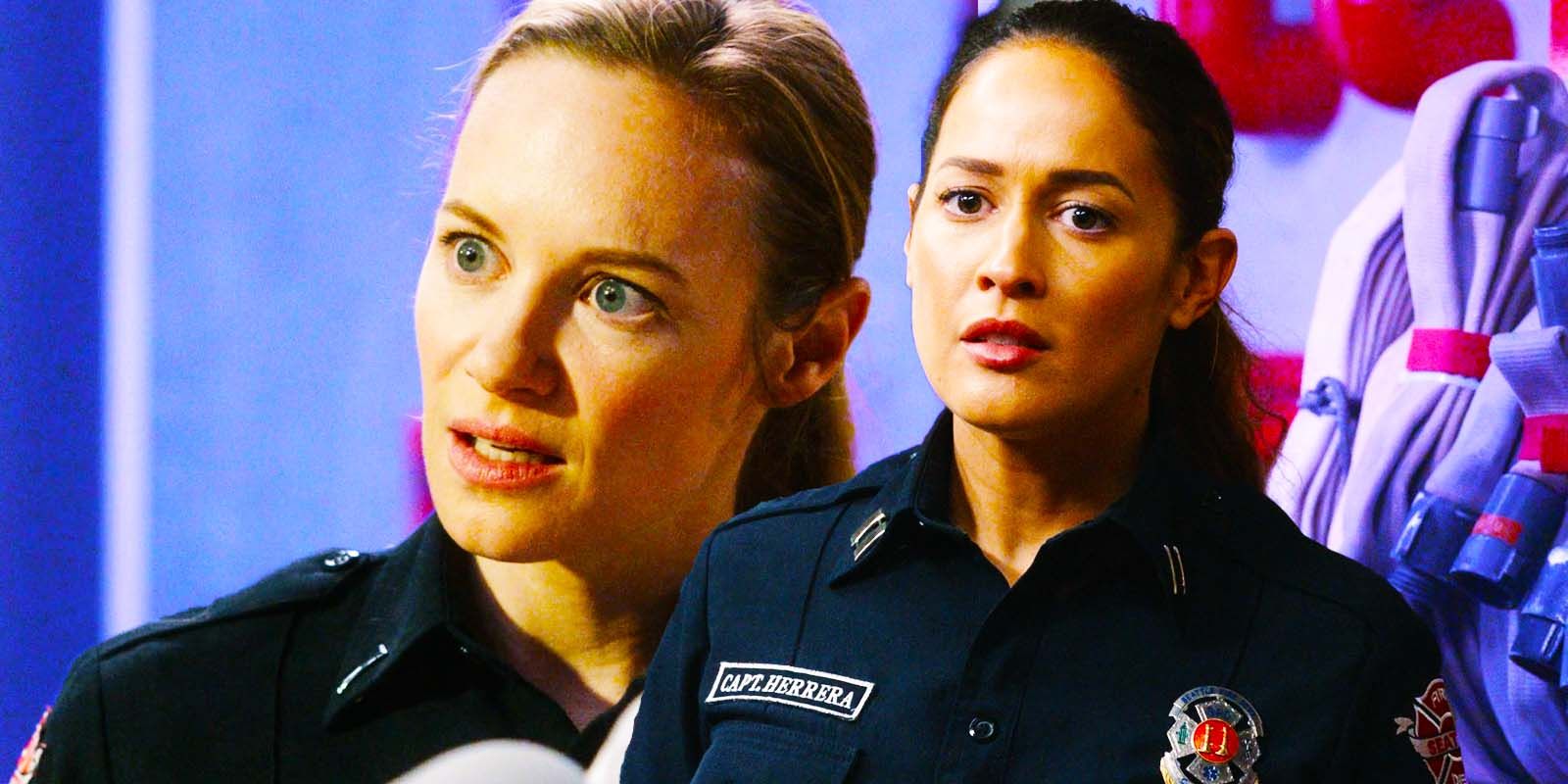 Danielle Savre as Maya Bishop and Jaina Lee Ortiz as Andy Herrera in Station 19 season 7 episode 2