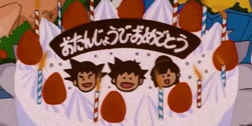 Screenshot from Dragon Ball Z anime shows Gohan's Birthday cake Filler